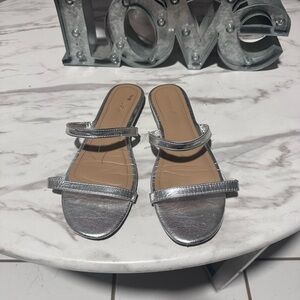 BAMBOO Silver Double Strap Sandals